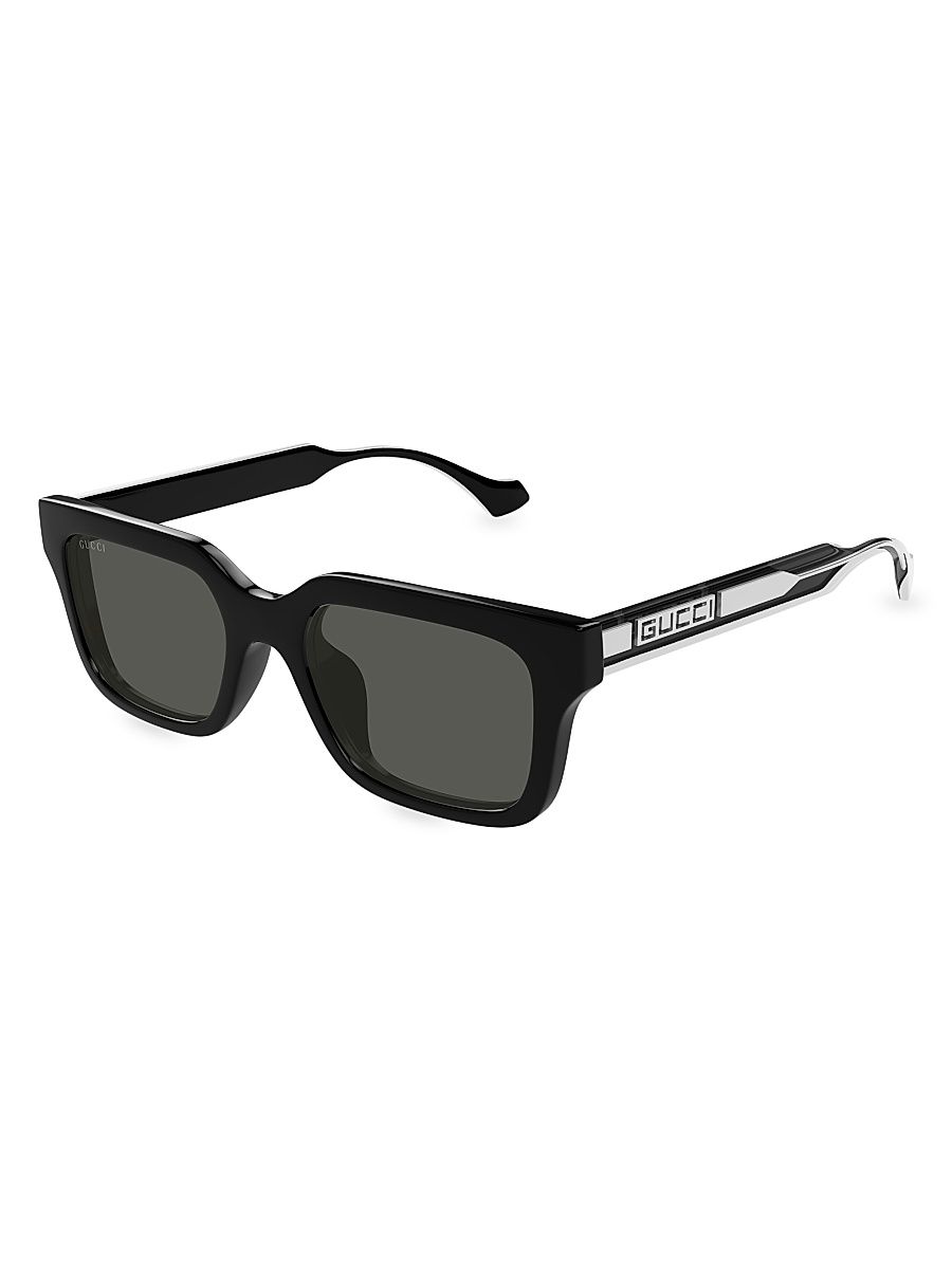 Men's La Piscine 55MM Rectangular Sunglasses - Dark Grey Black
