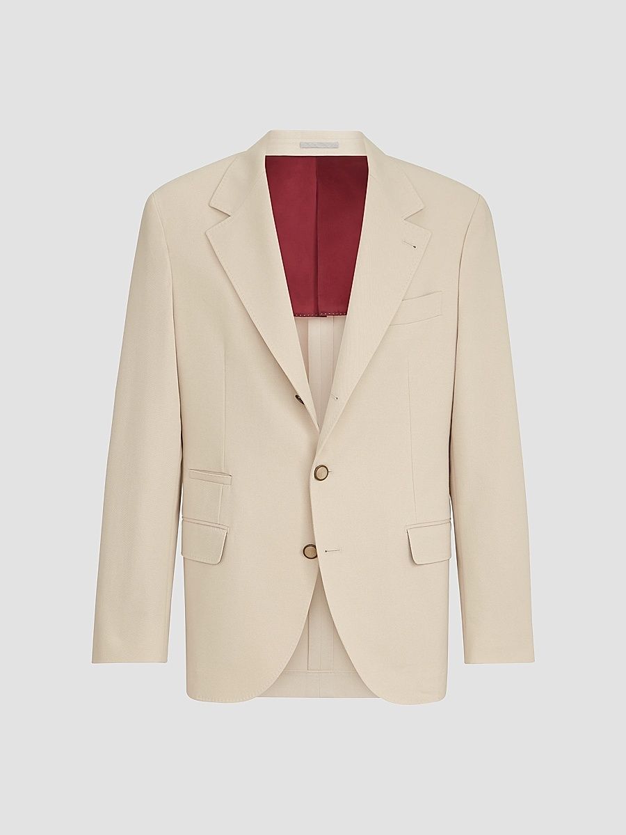 Men's Cotton and Virgin Wool Gabardine Deconstructed Blazer - Vanilla - Size 46