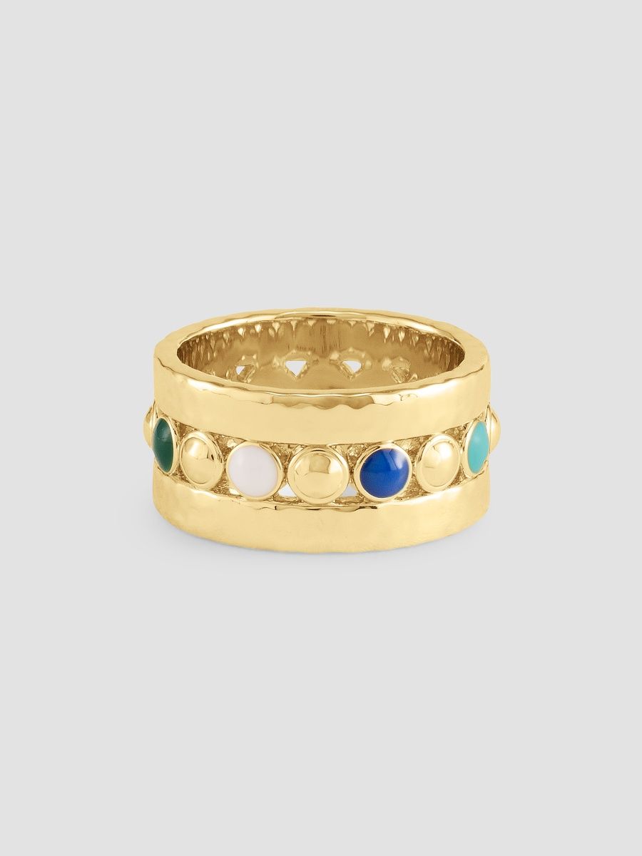 Anabel Aram Women's Milos 18K-Gold-Plated & Enamel Ring - Yellow Gold - Size 7
