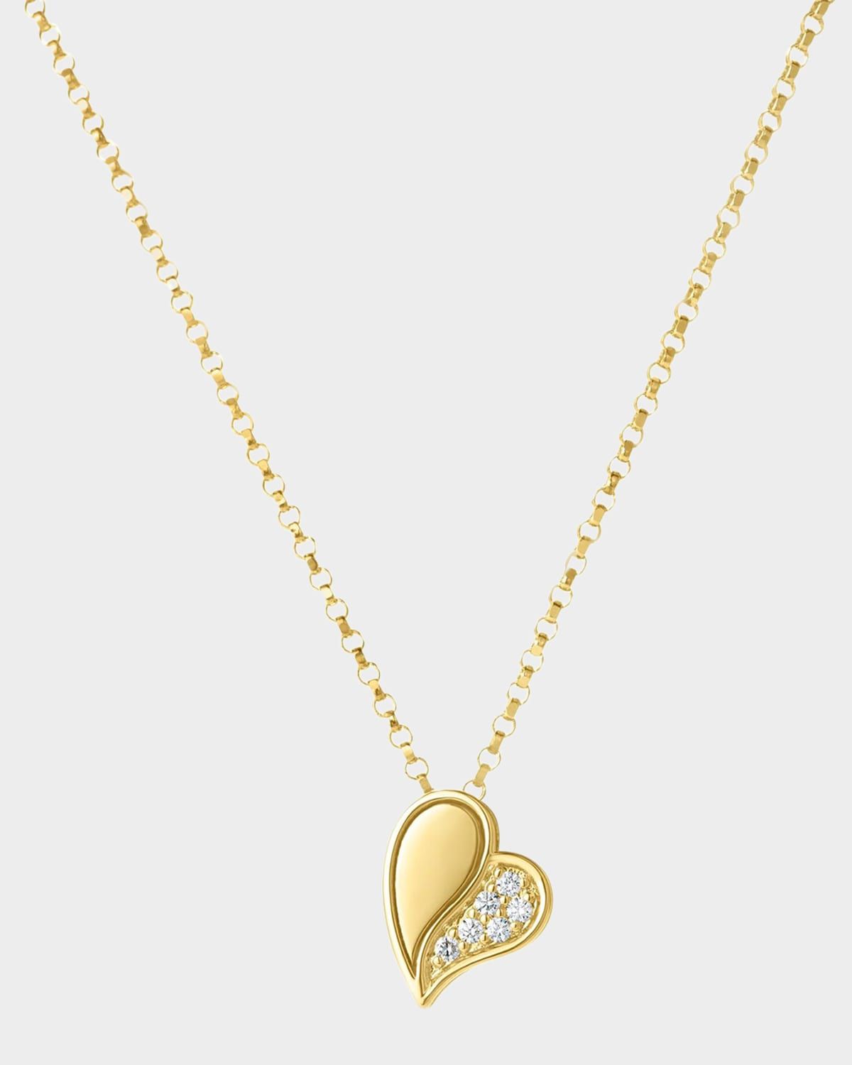 18K Yellow Gold Diamond Amorino Heart Necklace