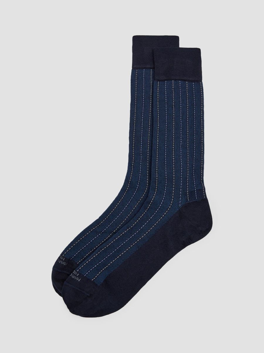 Marcoliani Men's Elegance Cashmere-Blend Socks - Navy