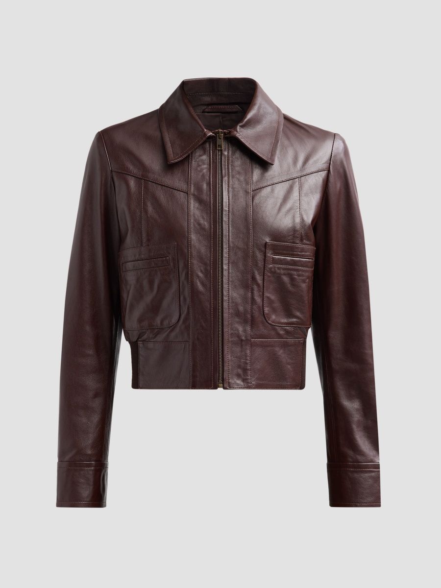 Nili Lotan Women's Charly Leather Jacket - Bordeaux - Size XS