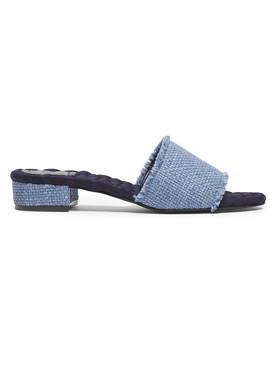 Women's Giorgia 25MM Raffia Sandals - Classic Blue Denim - Size 11