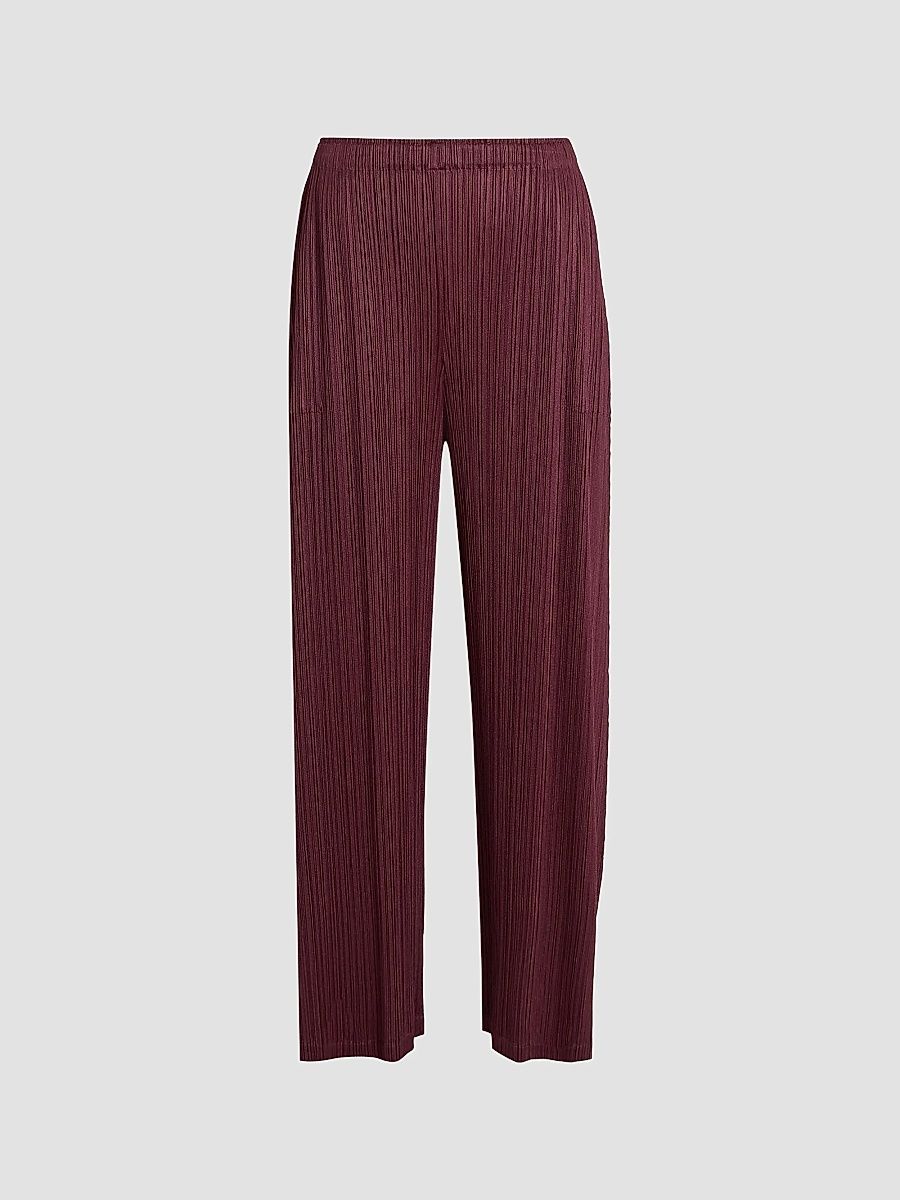 Women's Monthly Colors: January Plissé Wide-Leg Pants - Bordeaux - Size 5