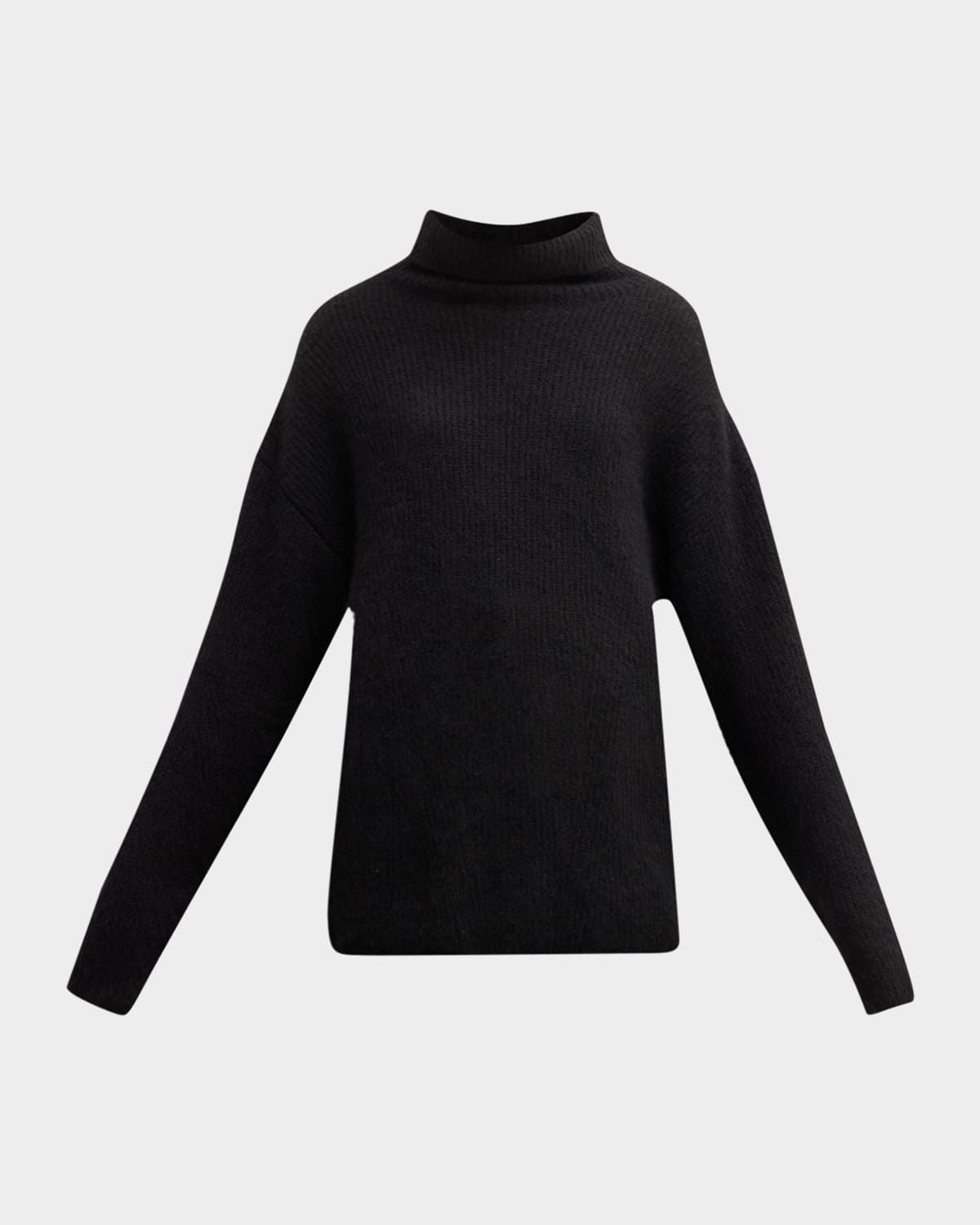 Airy Cashmere Silk Ribbed Turtleneck Sweater