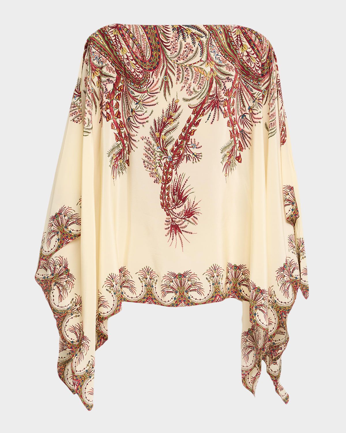 Printed Silk Poncho