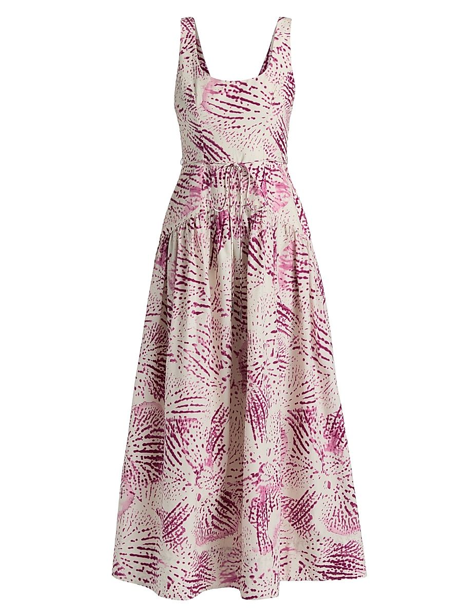 Women's Salome Printed Drop-Waist Maxi Dress - Ivory Cellular Bloom - Size 12