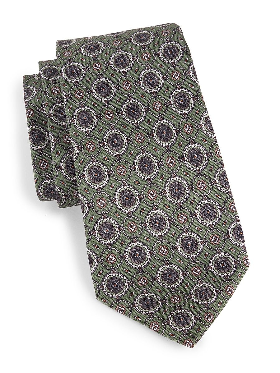 Men's Silk Medallion Tie - Grey