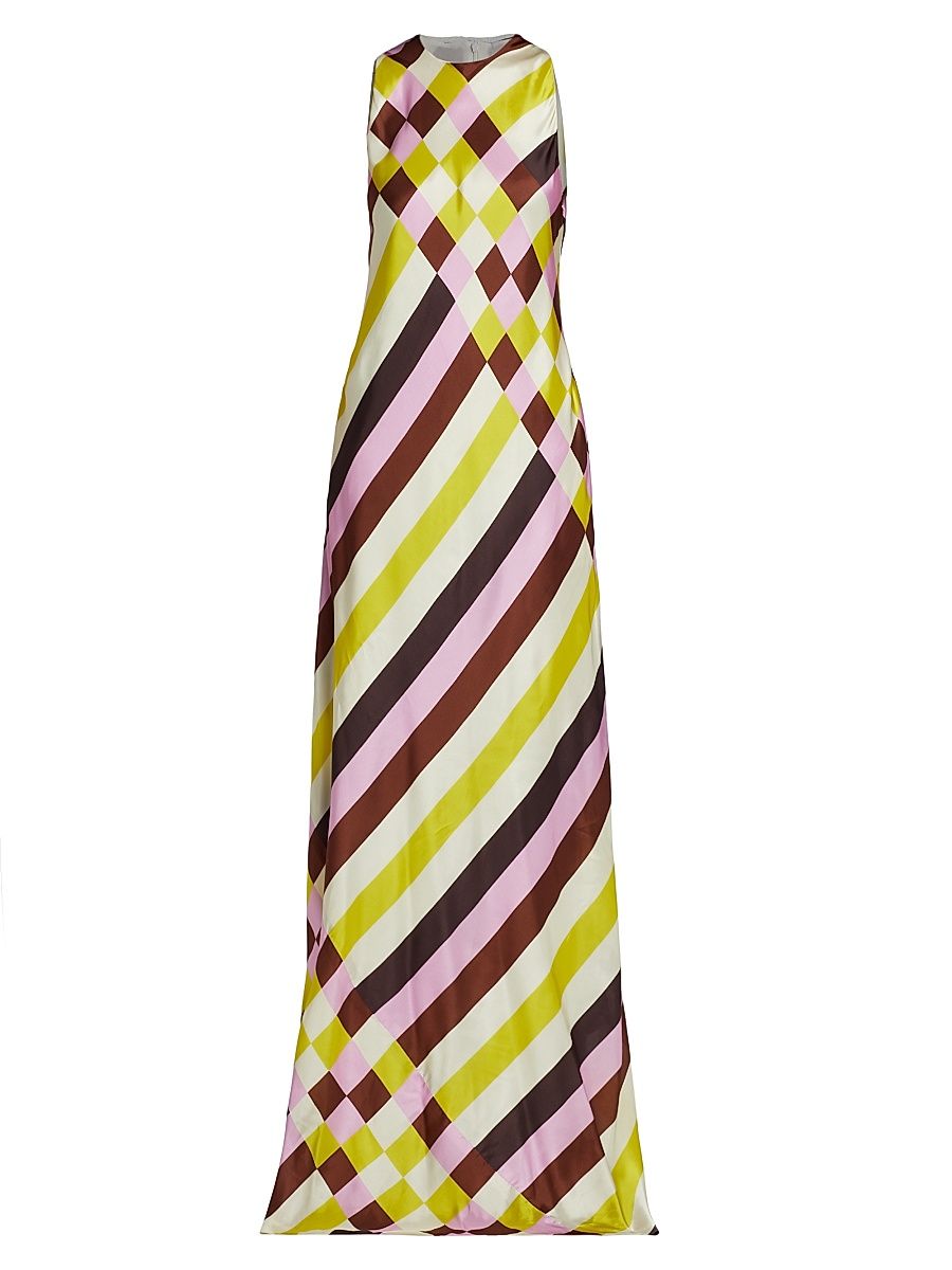 Women's Printed Sleeveless Gown - Aubergine Multi - Size 14