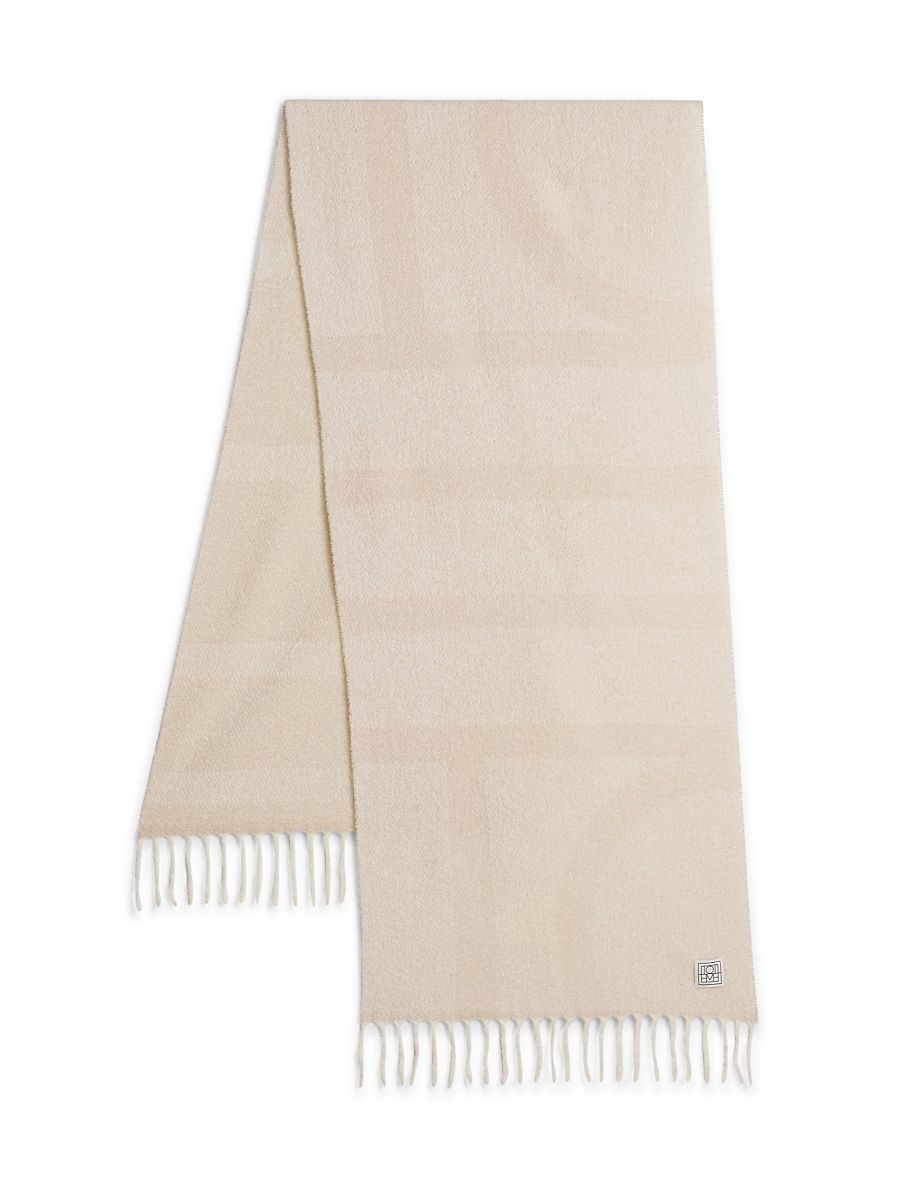 Women's Monogram Jacquard Alpaca-Blend Scarf - Ecru White