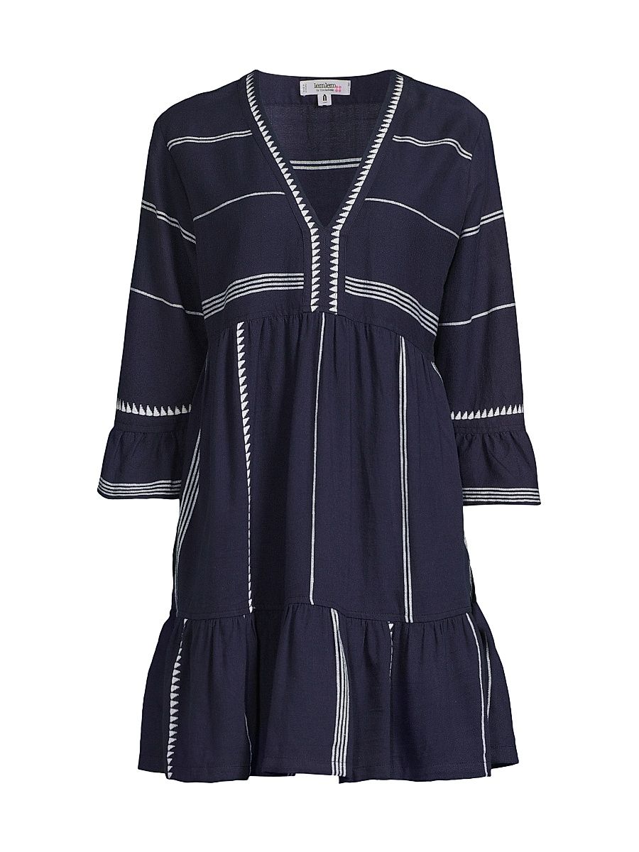 Women's Hanna Bell-Sleeve Minidress - Navy - Size Large