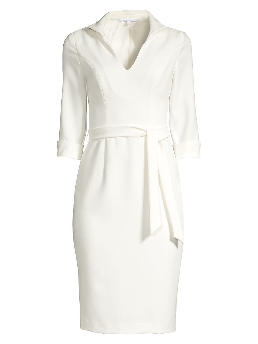 Black Halo Women's Madeline Tie-Front Sheath Dress - Porcelain - Size 6