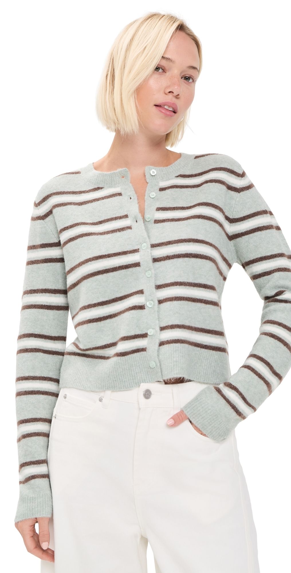 Z Supply Medina Stripe Cardigan Aqua Cloud S