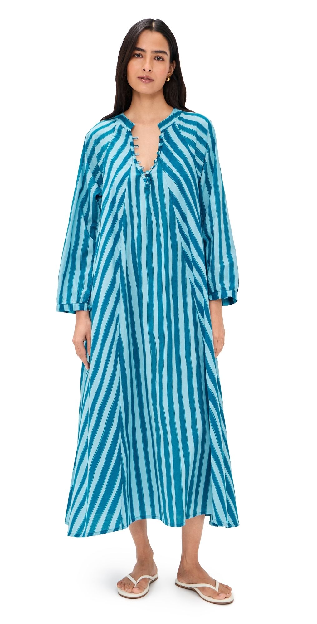 Natalie Martin Collection Fiore Maxi Dress Batik Stripe Pool M
