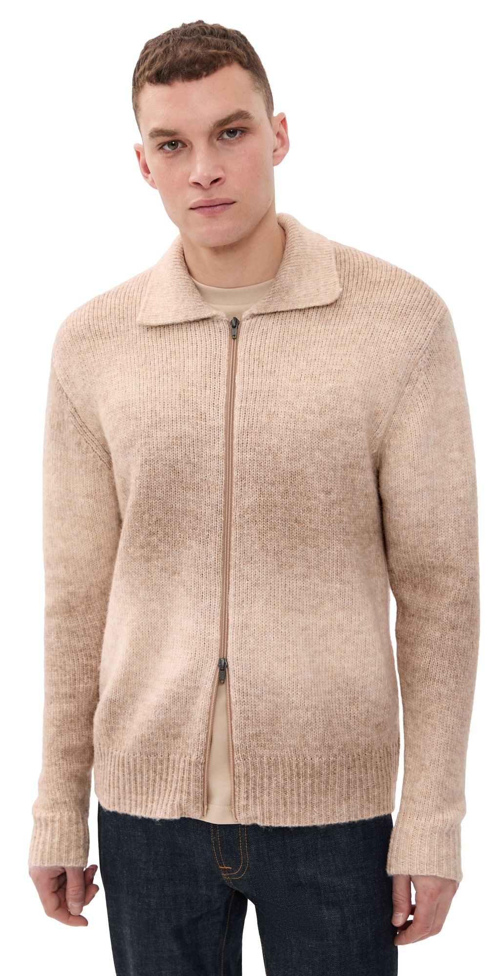 Les Deux Gannon Gradient Zipper Cardigan Prairie Sand XXL