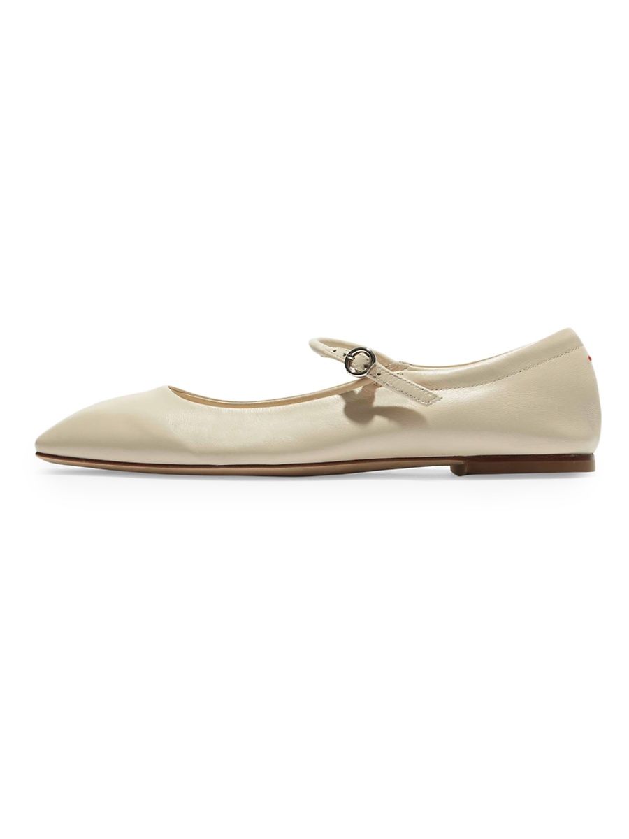 Aeyde Women's Leather Square-Toe Flats - Creamy - Size 8.5