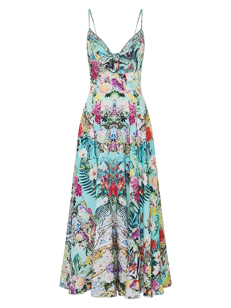 Women's Tie-Front Linen Maxi Dress - Gardens Of Queluz - Size Small