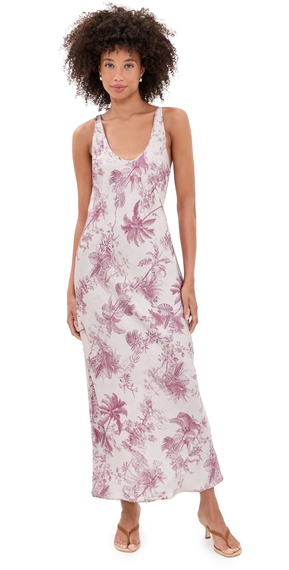 L'AGENCE Akiya Tank Dress TAN MULTI TEXTURED JUNGLE TOIL M