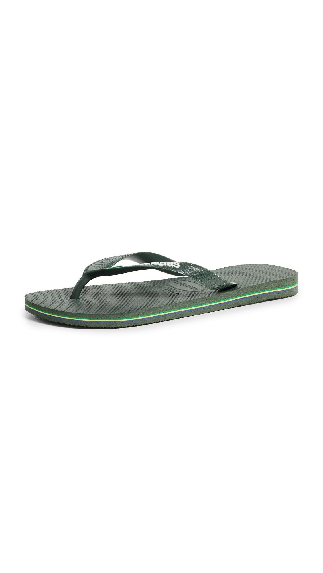 Havaianas Brazil Logo Sandals Green Olive M 8 / W 9/10