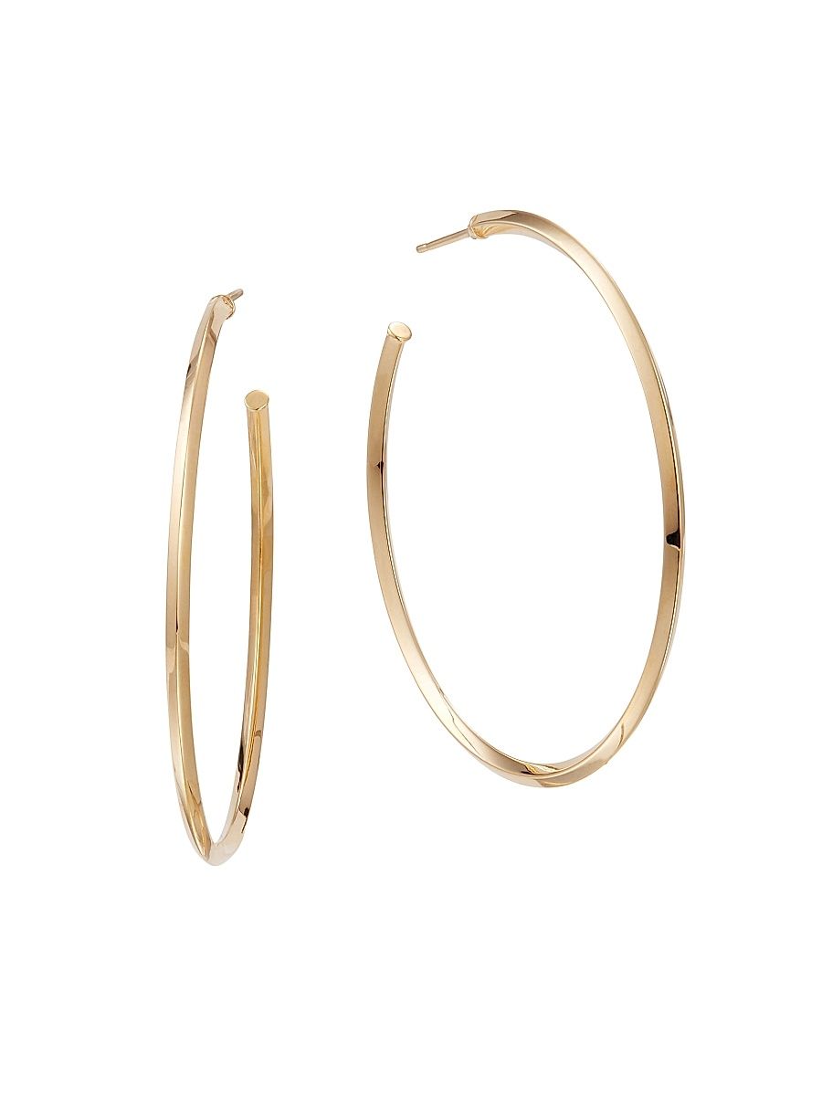 Women's Royale 14K Yellow Gold Thin Hoop Earrings - Gold