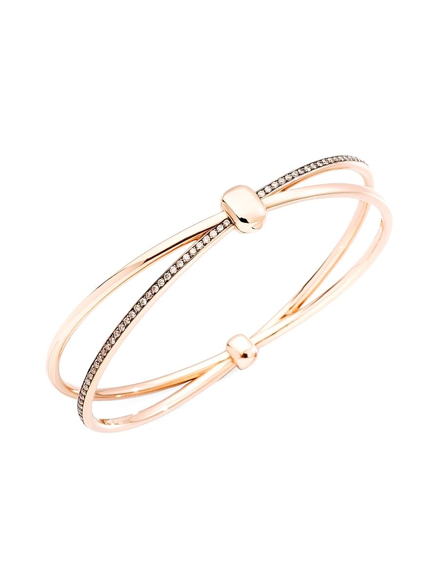Women's Together 18K Rhodium-Plated Rose Gold & 0.9 TCW Diamonds Bangle - Pink Gold