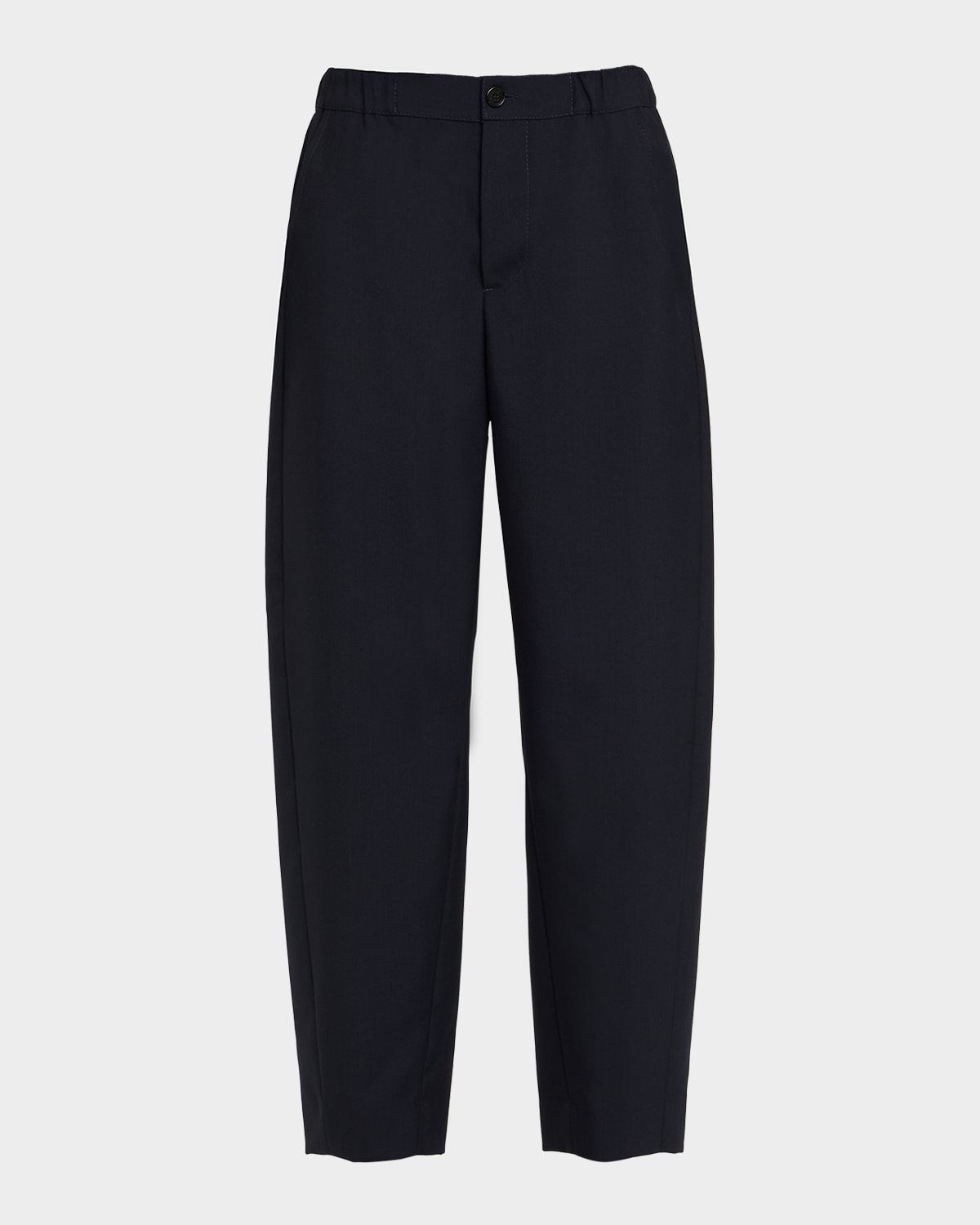 Elastic Waistband Straight-Leg Trousers