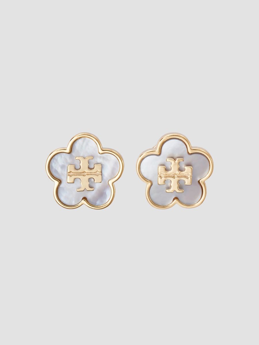 Tory Burch Women's Forget Me Not 18K-Gold-Plated & Mother-of-Pearl Stud Earrings - Tory Gold