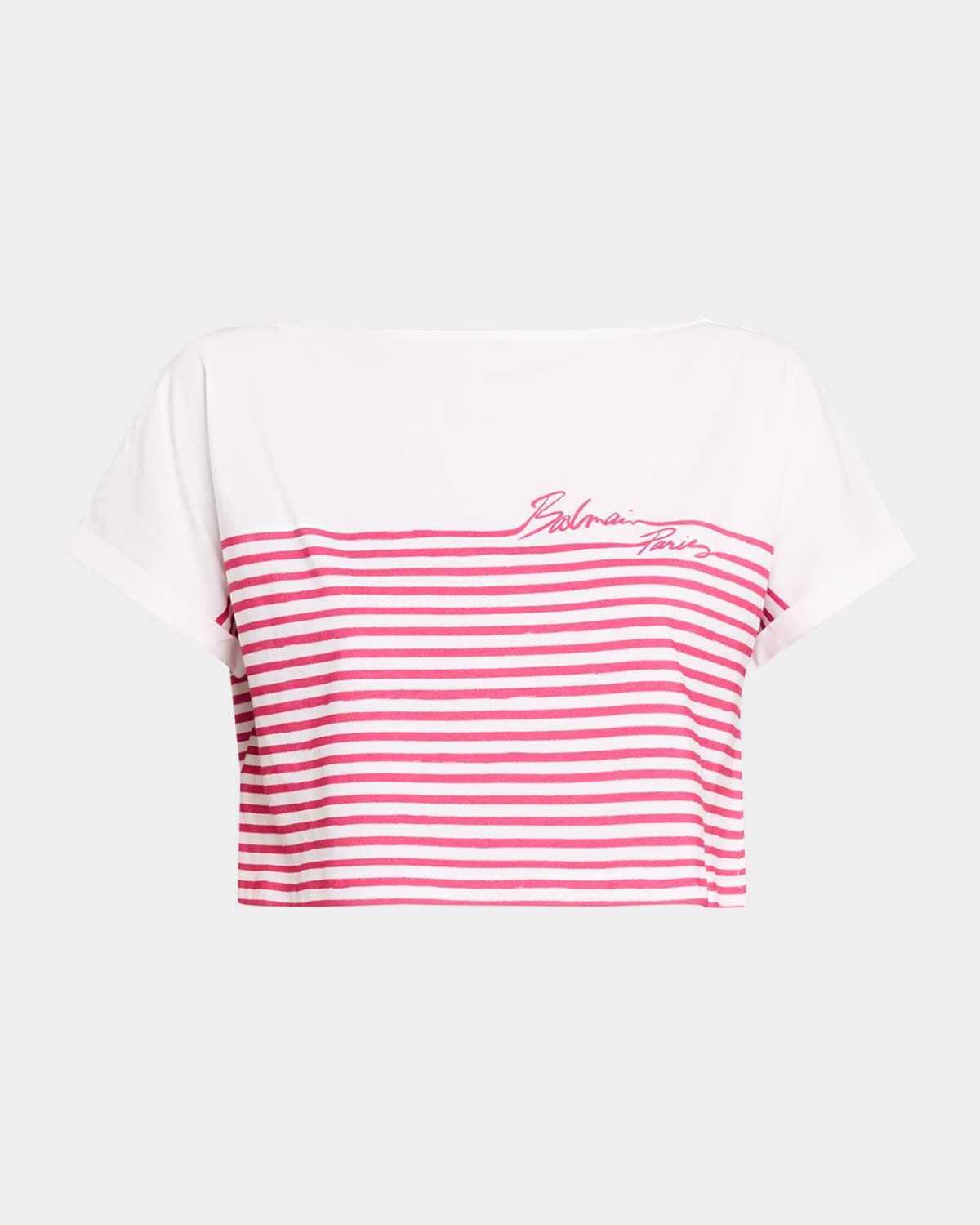 Balmain Marinier Striped Short-Sleeve Top