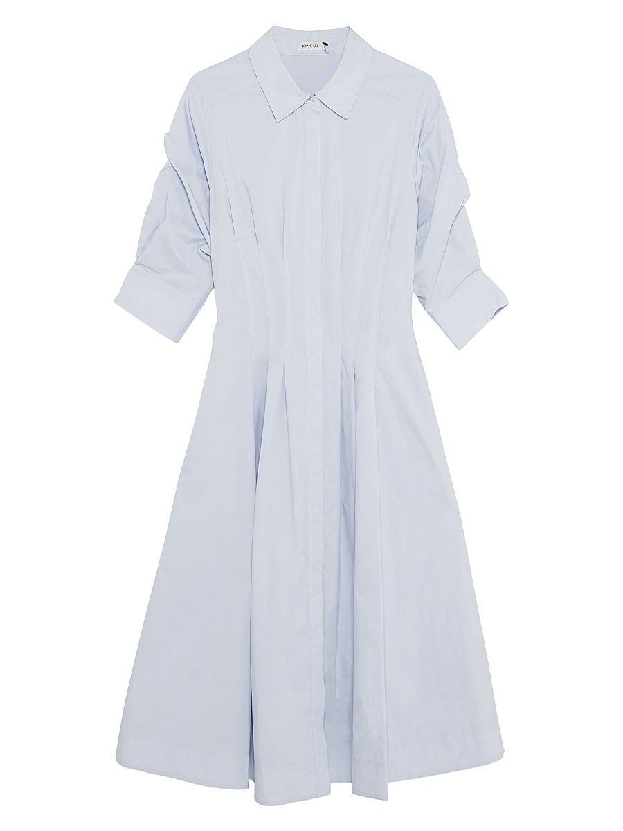 Women's Jazz Pintucked Midi Shirtdress - Periwinkle Sky - Size XL