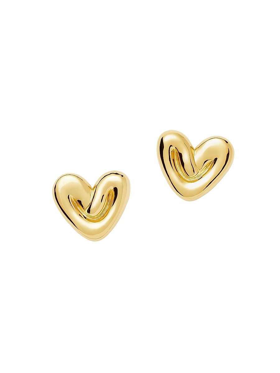 Women's 18K-Gold-Plated Large Puffy Heart Stud Earrings - Gold
