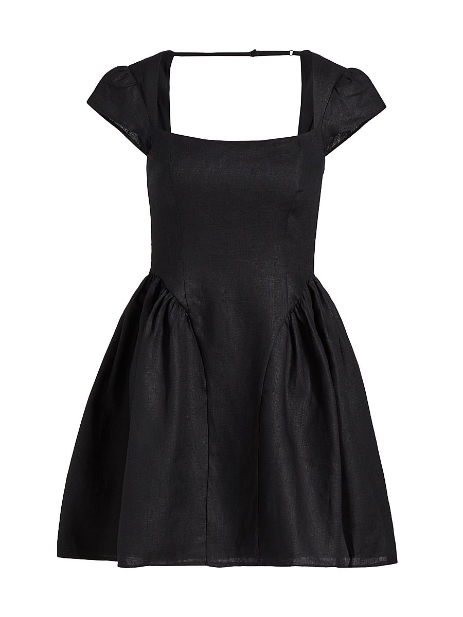 Women's Oaklyn Linen A-Line Minidress - Black - Size 12