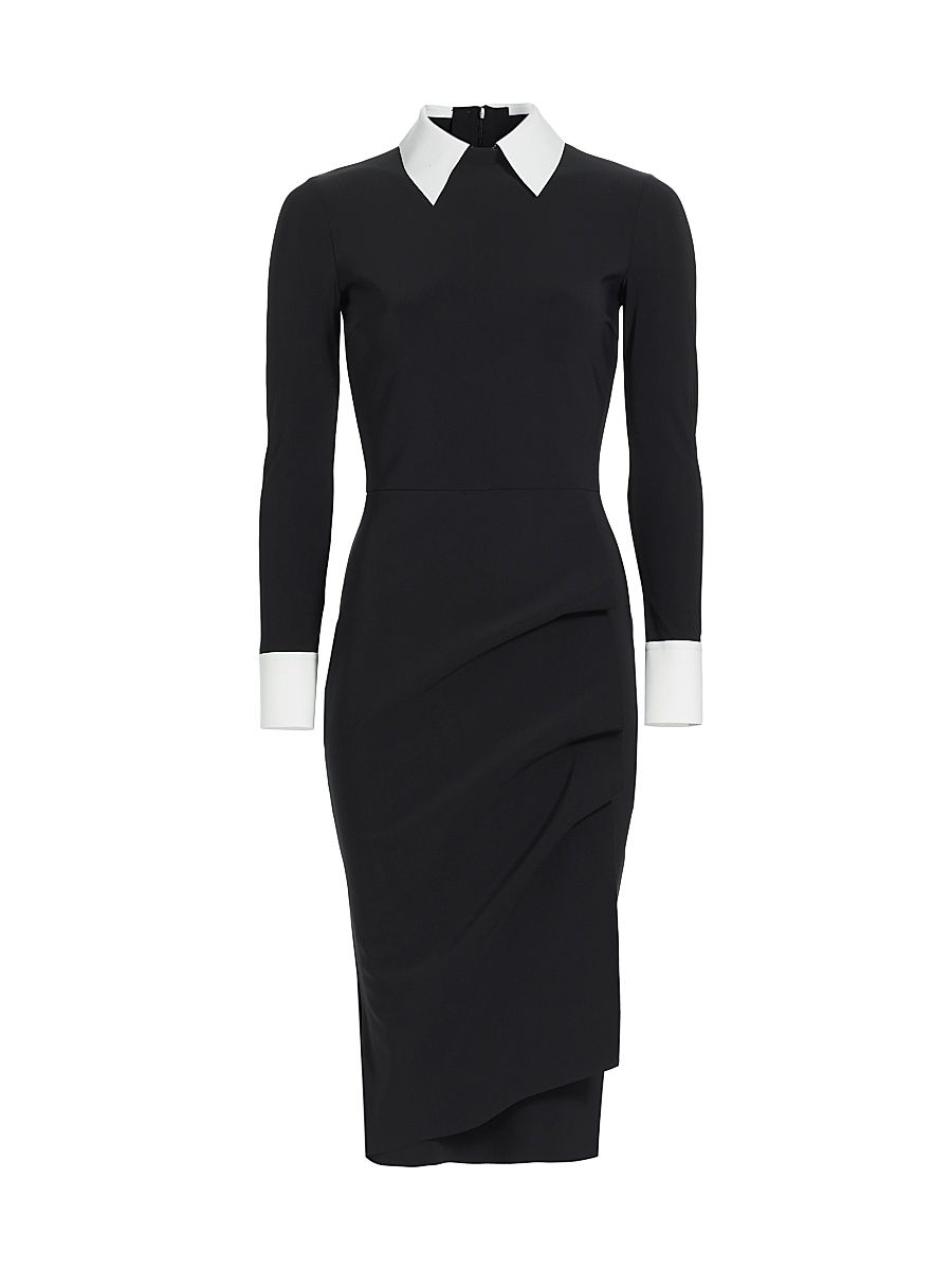 Women's Ferflo Bic Collared Cocktail Dress - Black White - Size 18
