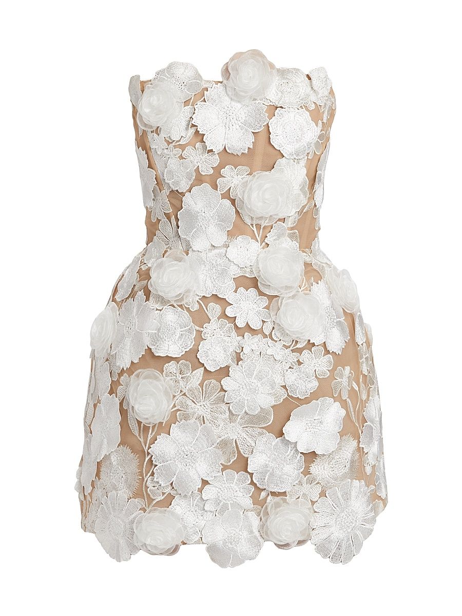 Women's Jasmine Maraya Floral Minidress - White - Size Medium