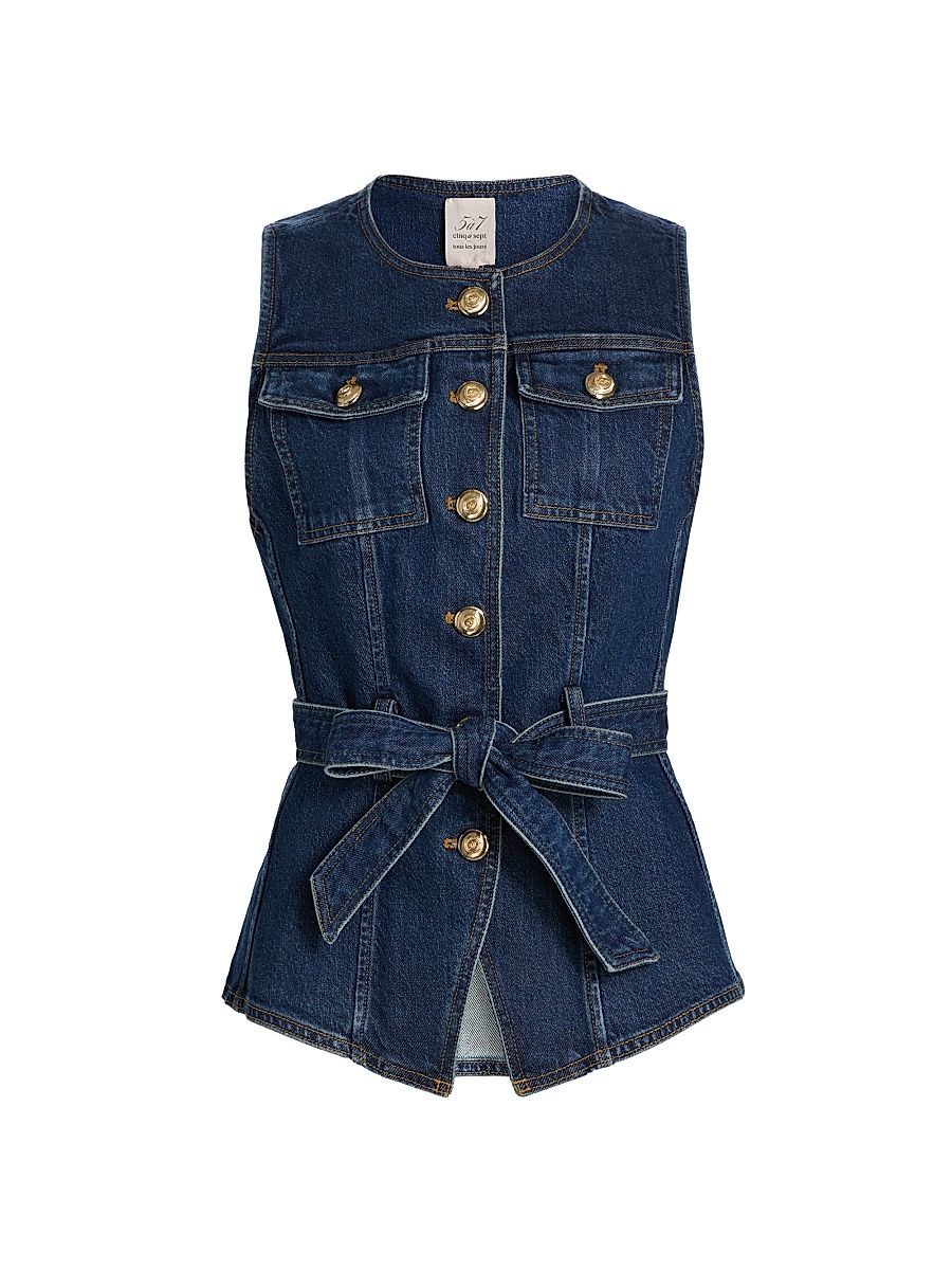 Women's Reenee Denim Belted Vest - Tide - Size XL
