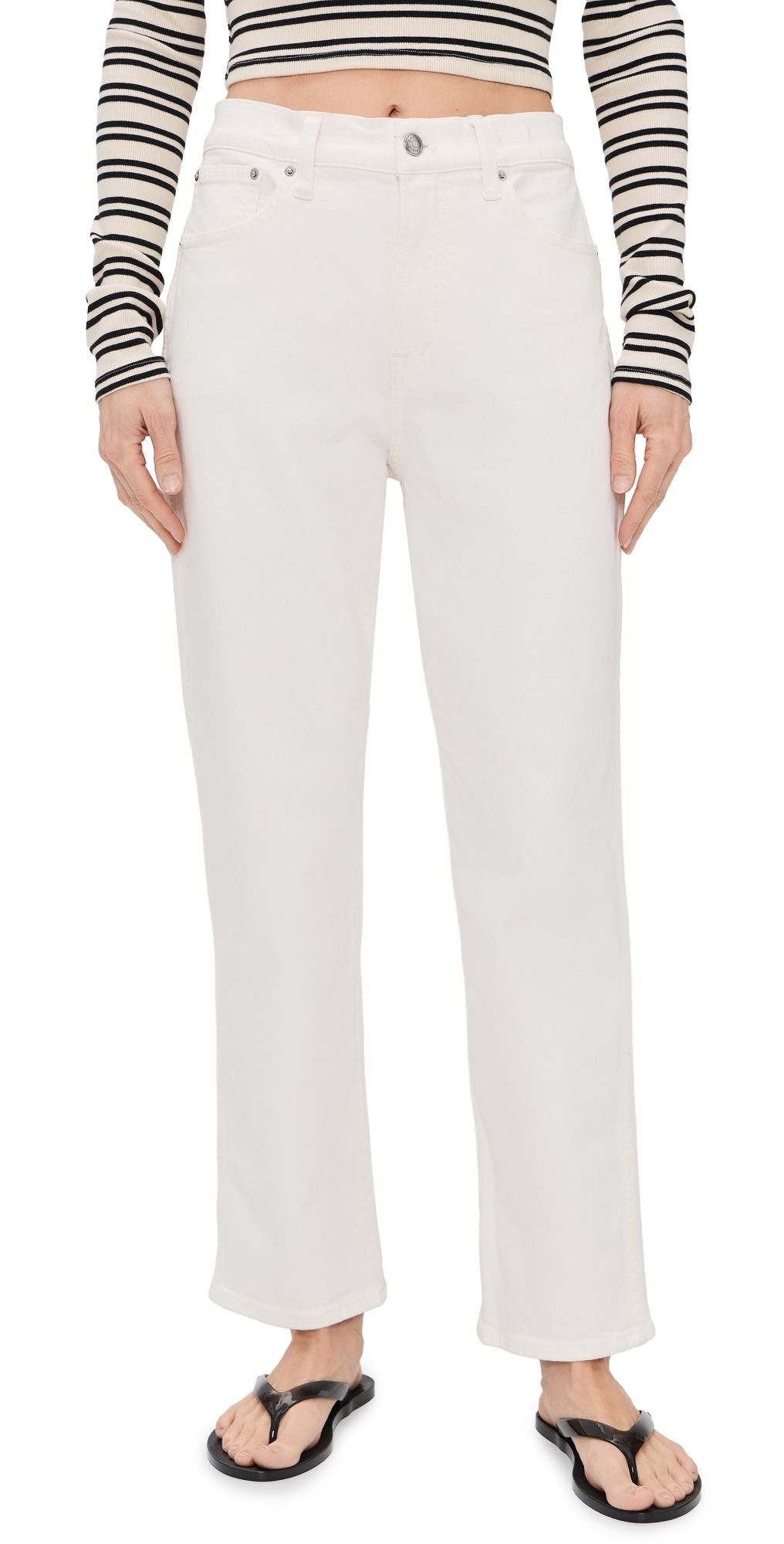 Madewell The Petite Longline Straight Jean in Tile White Tile White 23