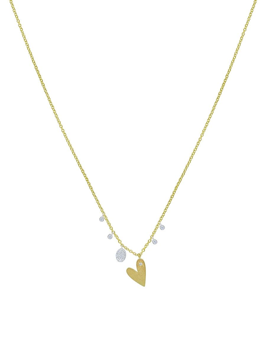 Women's Two-Tone 14K Gold & 0.11 TCW Diamond Heart Pendant Necklace - Yellow Gold