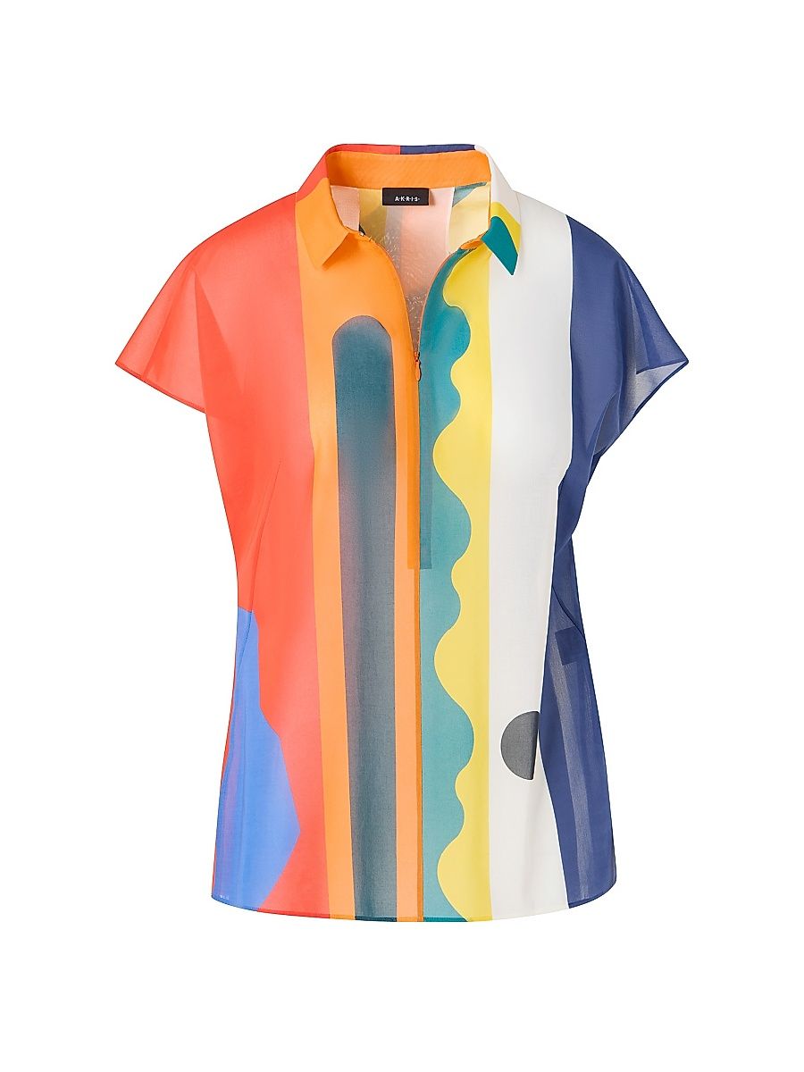 Women's Abstract Cotton Voile Shirt - Size 16