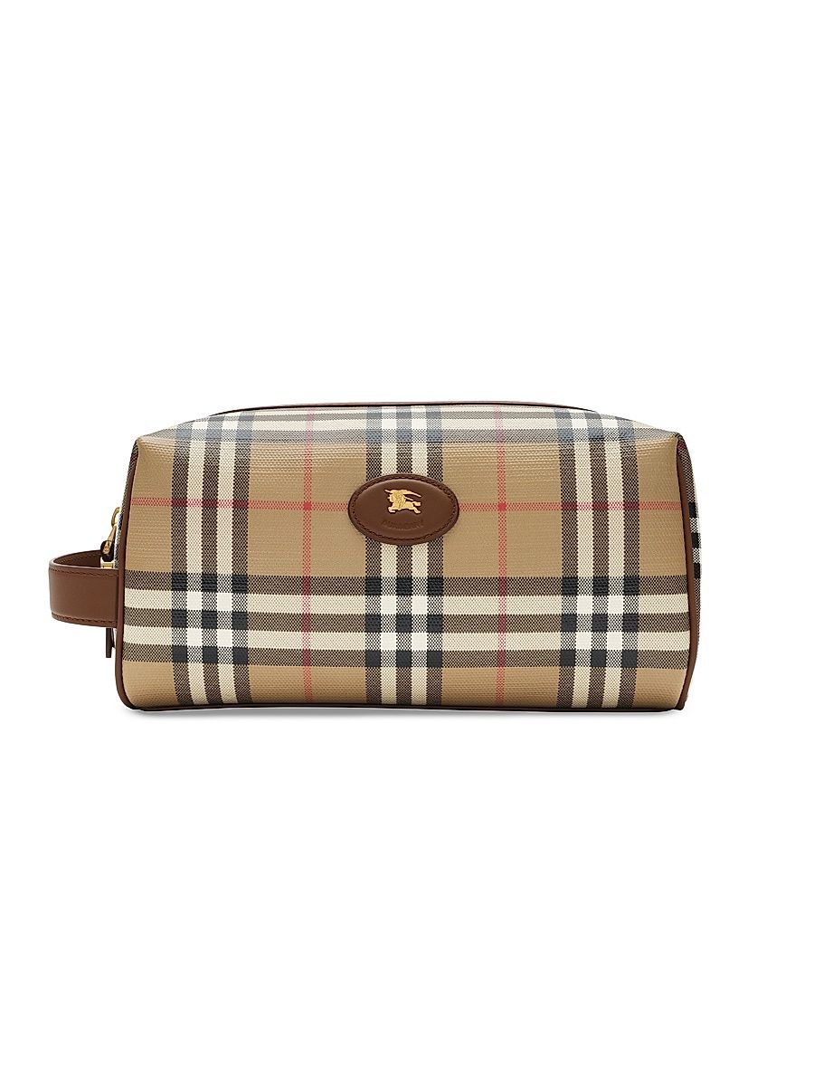 Check Cotton Travel Pouch - Archive Beige