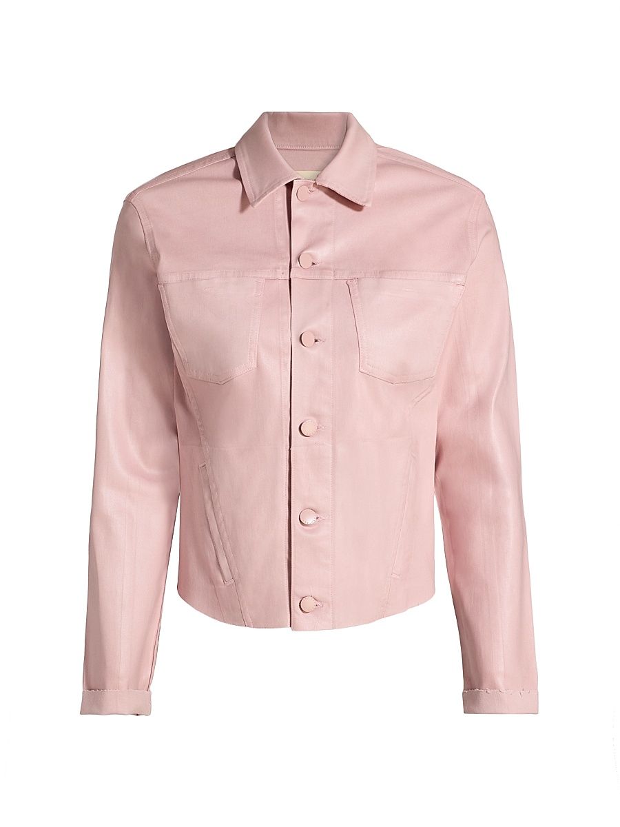 Women's Janelle Slim Raw Jacket - Pale Rose Coated - Size Large