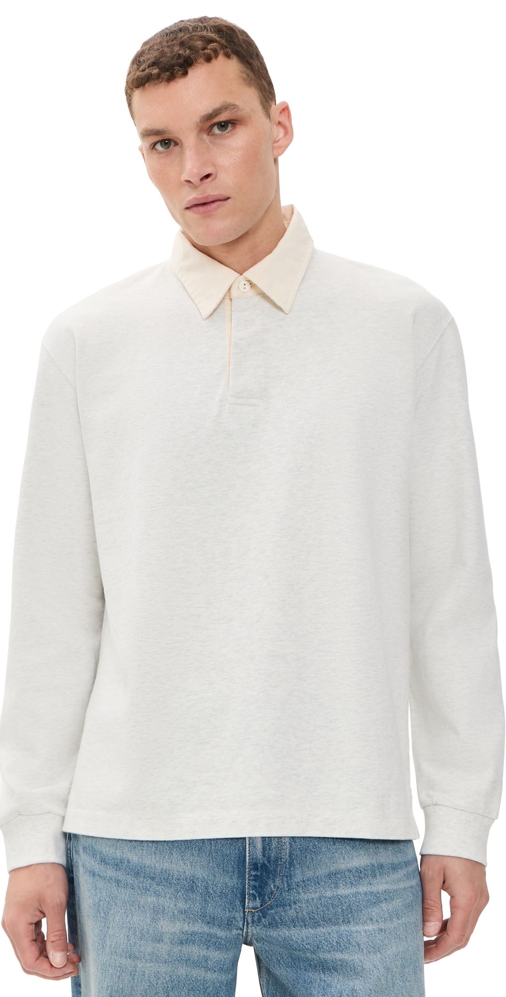 Madewell Long Sleeve Polo Heather Grey S