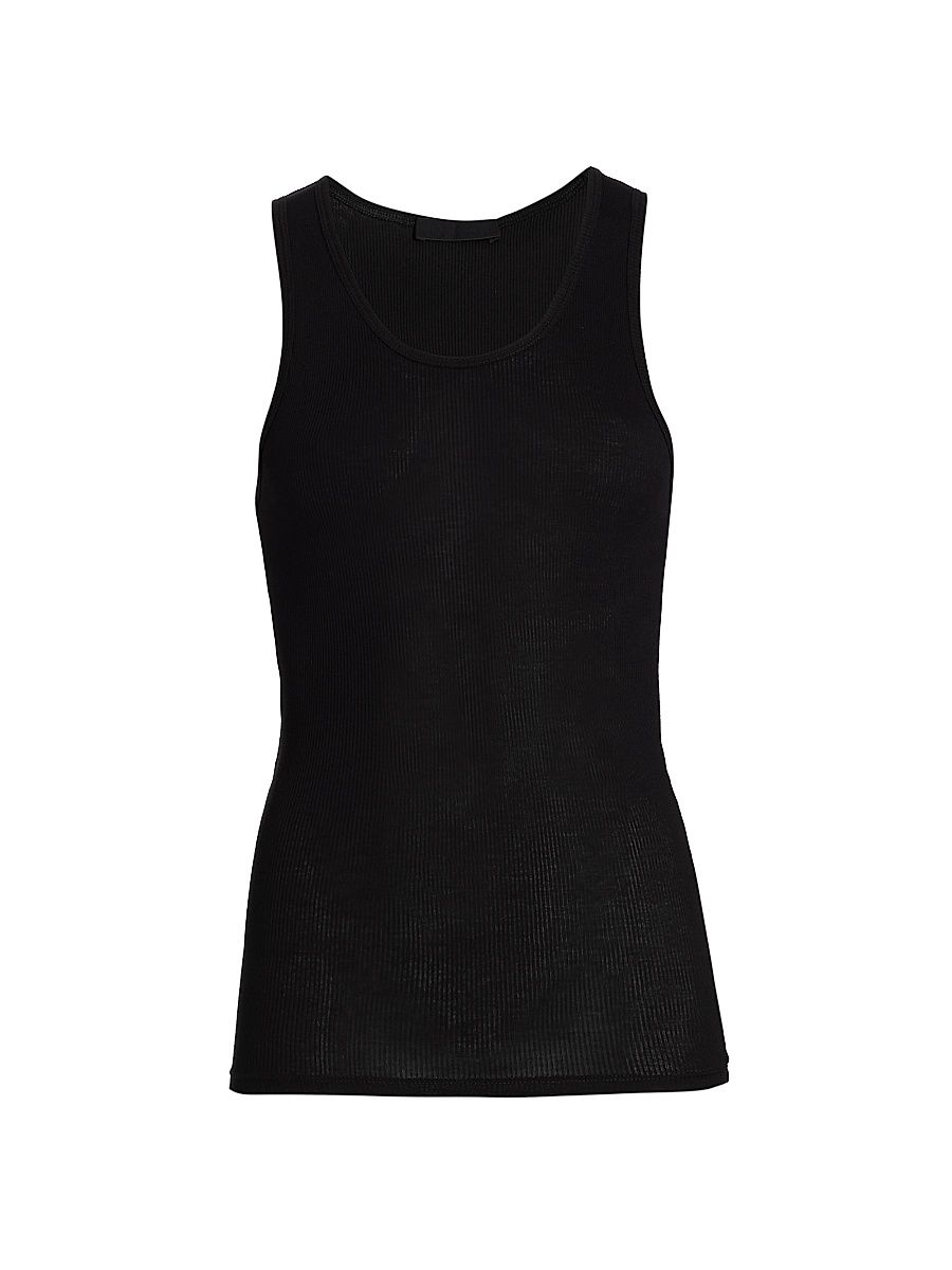 Women's Cotton Rib-Knit Tank - Black - Size XXS