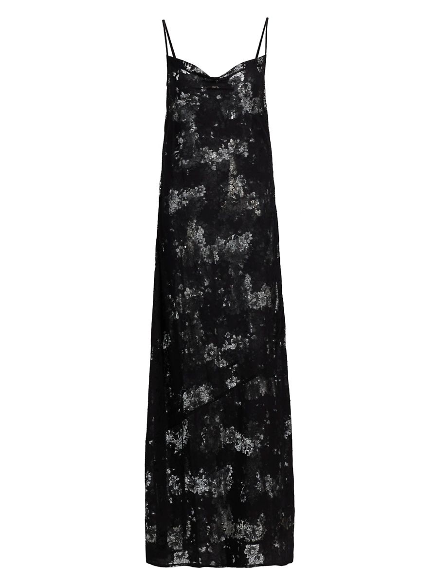 Women's Bettie Floral Lace Cowlneck Maxi Dress - Black - Size 10