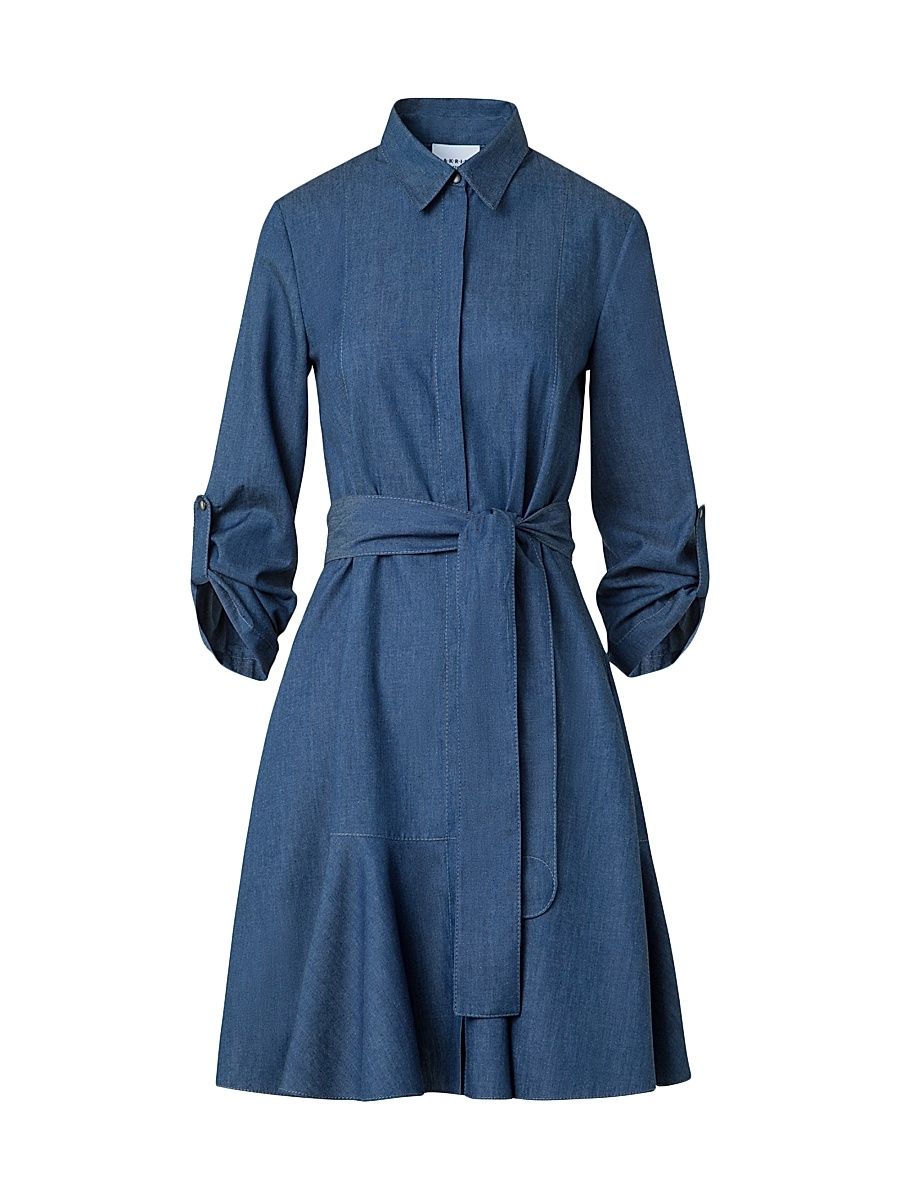 Women's Denim Mini Shirtdress - Medium Blue Denim - Size 12