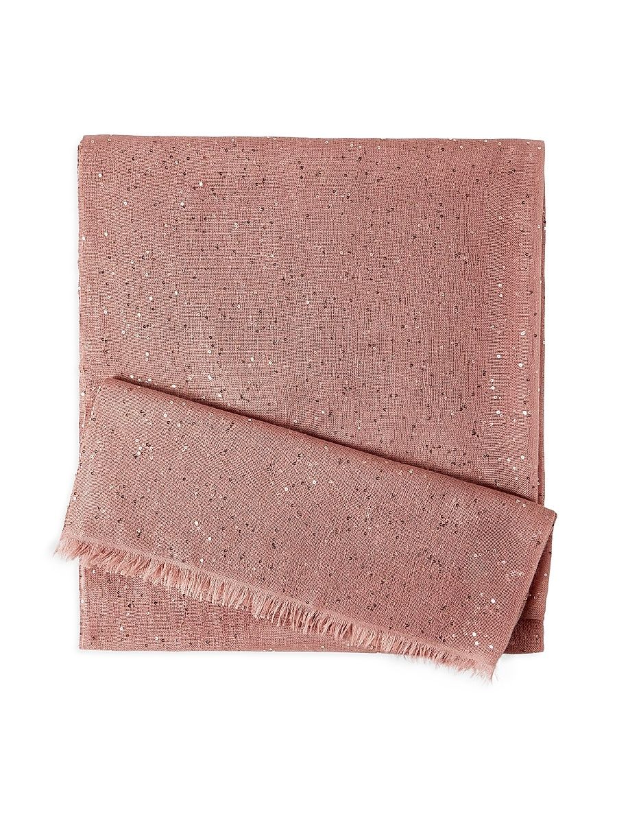 Women's Lightweight Cashmere and Silk Diamond Yarn Knit Scarf - Pink