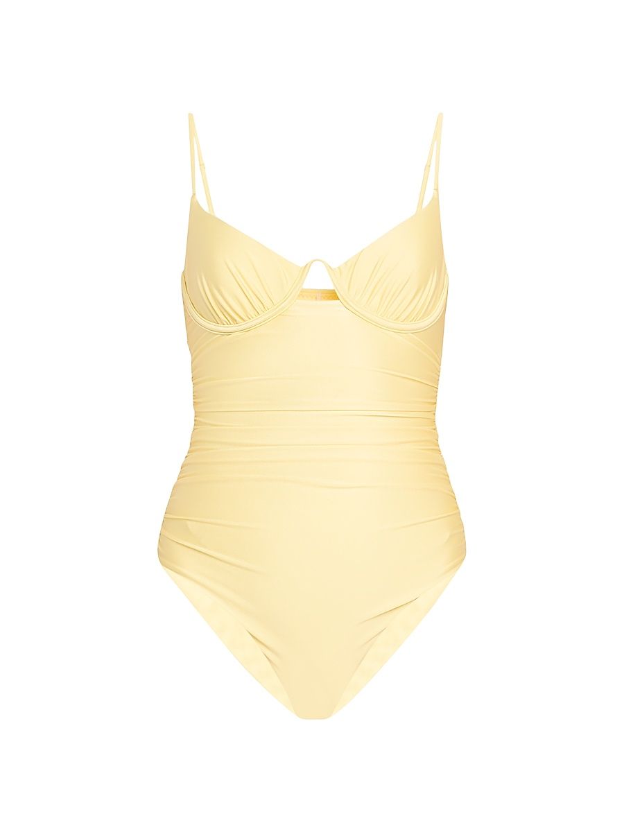 Women's Laine Ruched Underwire One-Piece - Light Yellow - Size Medium