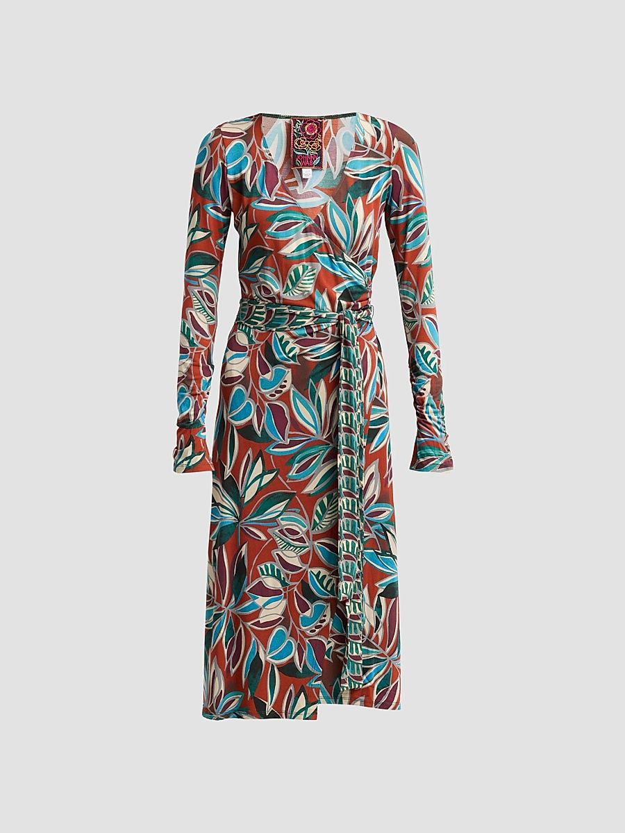 Women's The Janie Favorite Printed Wrap Midi Dress - Casmalia - Size XL