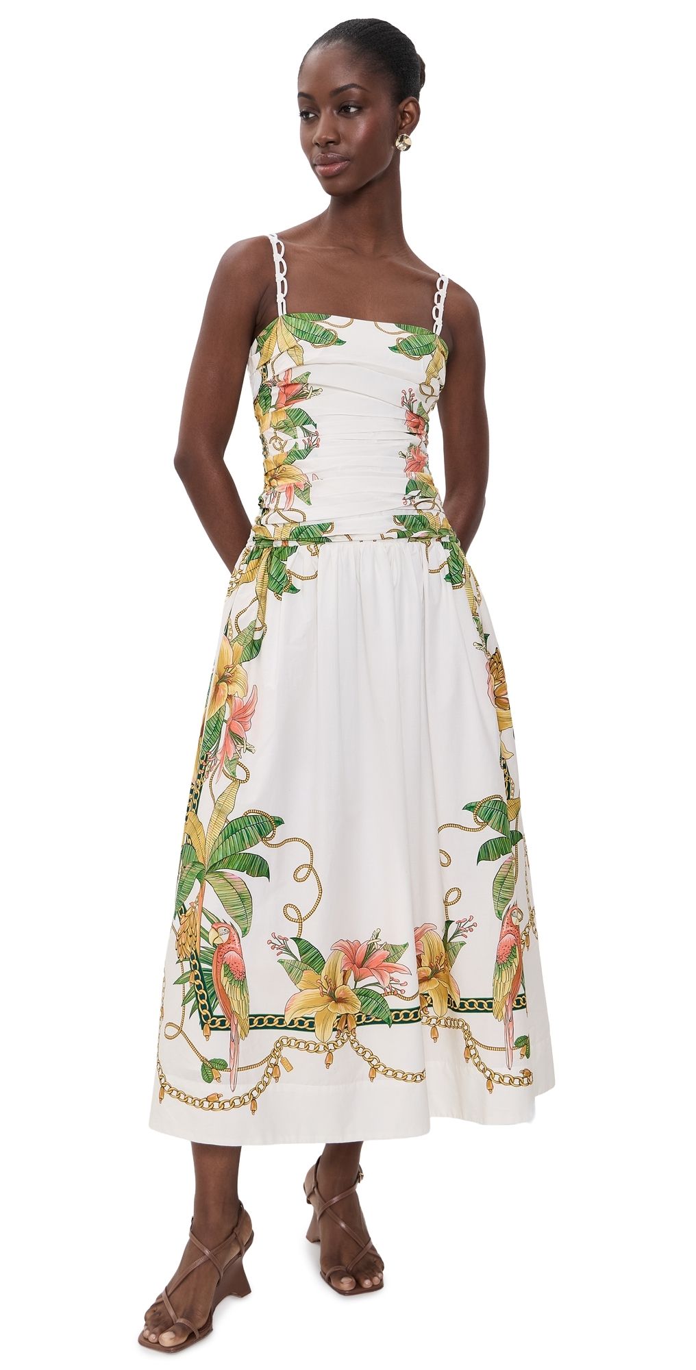 FARM Rio Tropical Royalty Midi Dress Orange XL