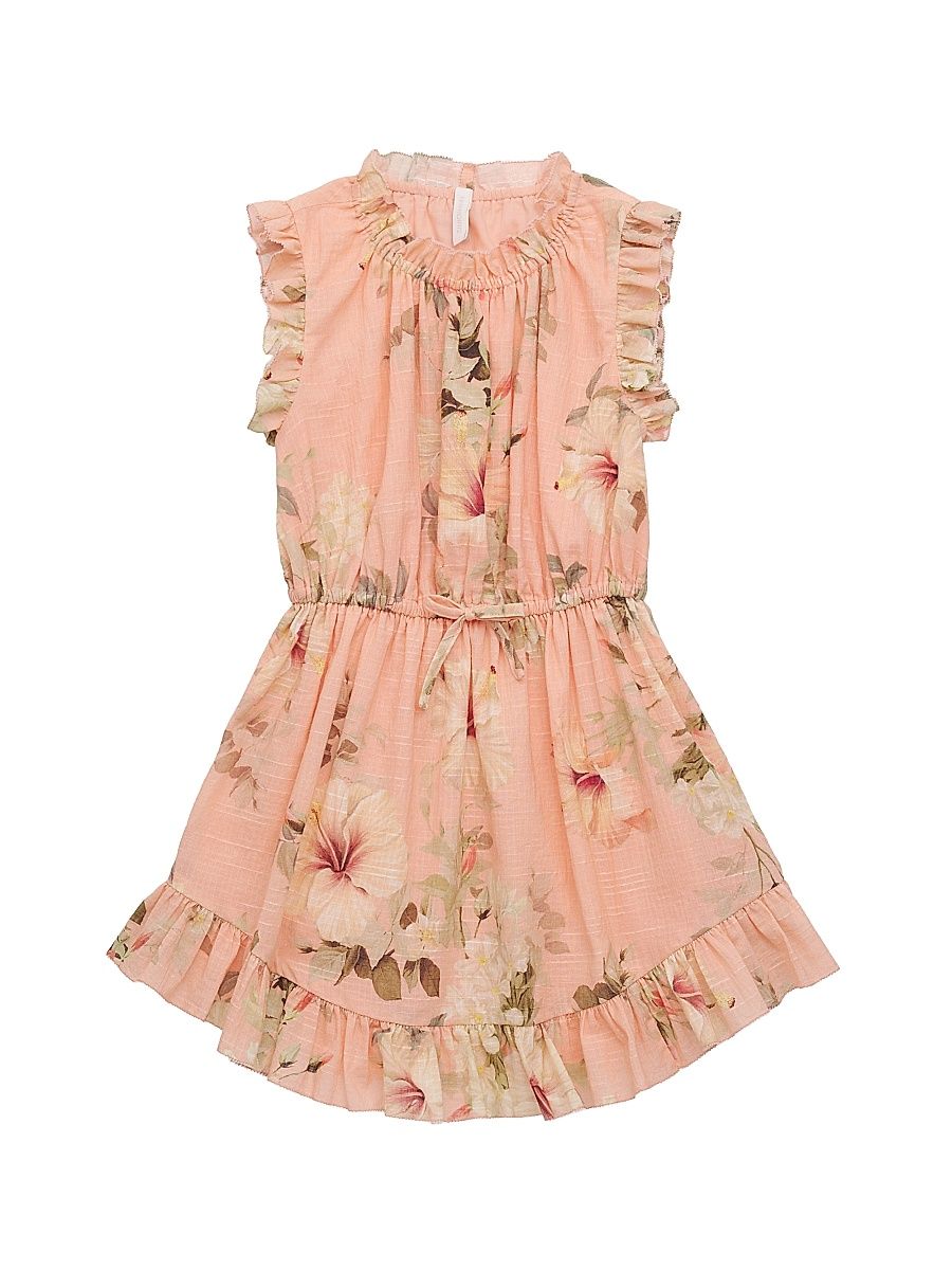 Little Girl's & Girl's Mahon Flip Cotton Dress - Pink Hibiscus - Size 12