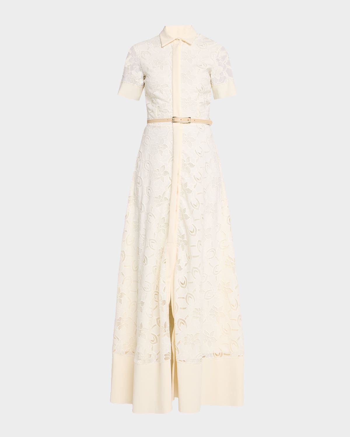 Feria Floral-Embroidered Maxi Shirtdress