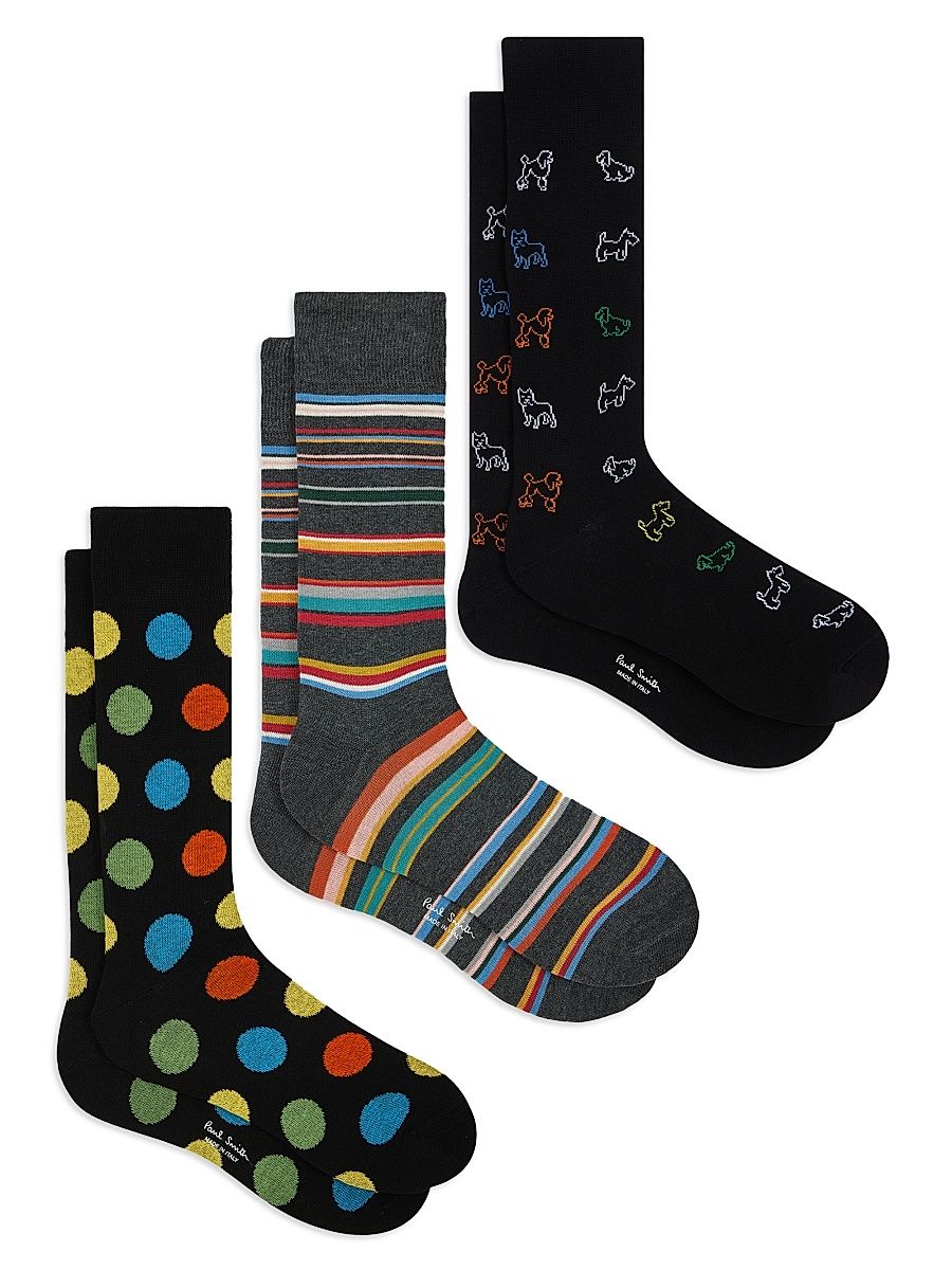 Men's 3-Pack Variety Patterns Socks - Black